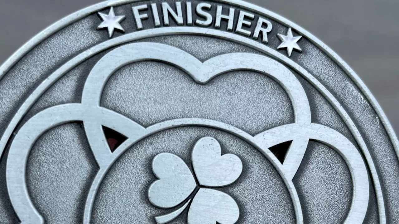 See the 2024 Bank of America Shamrock Shuffle finisher medal