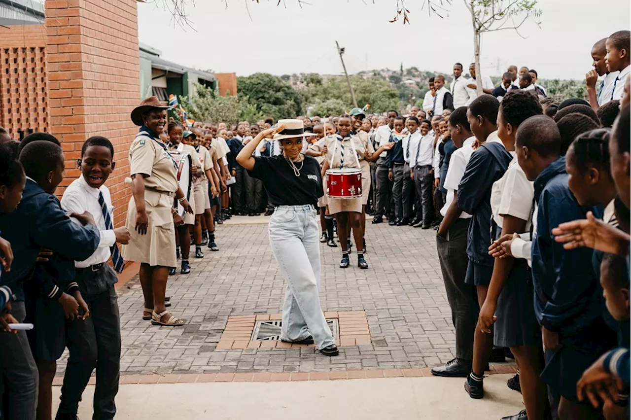 Nomzamo Mbatha gets in her feels over R75 million refurbishment of Dr JL Dube High School