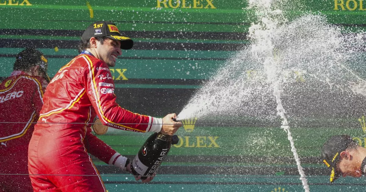 Carlos Sainz wins F1 Australian GP after Verstappen retires early with engine fire