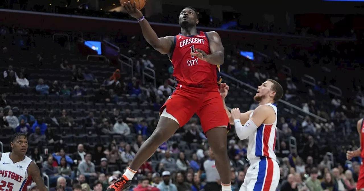 Zion Williamson produce 36 puntos en el triunfo de Pelicans sobre los alicaídos Pistons, 114-101