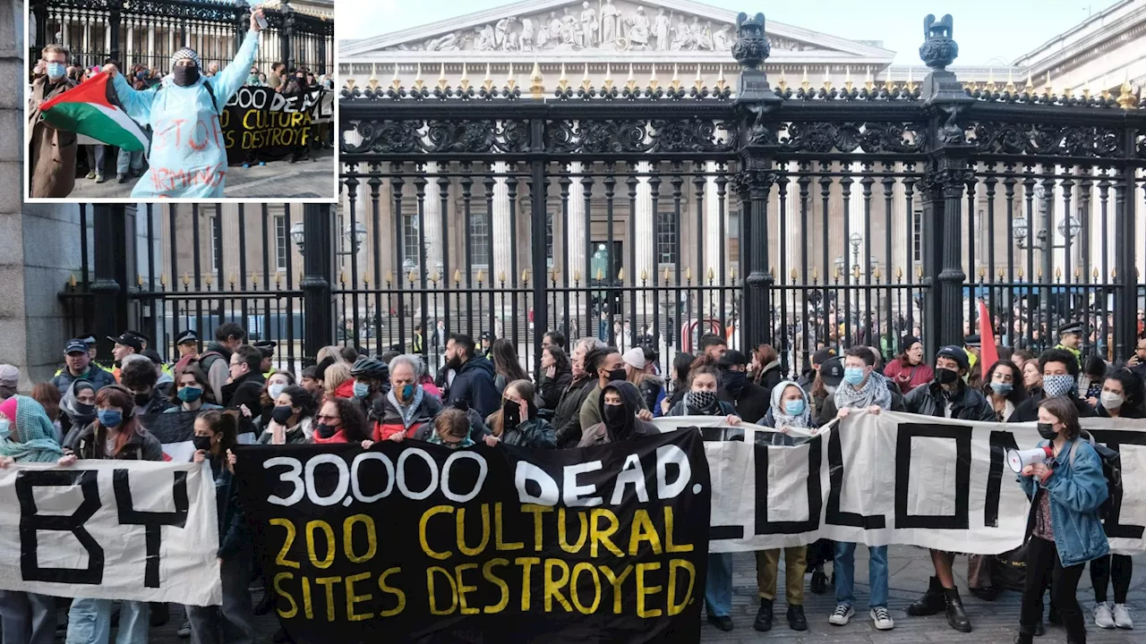 Pro-Palestine protesters & eco-zealots join forces to surround British Museum as tourists barred from...