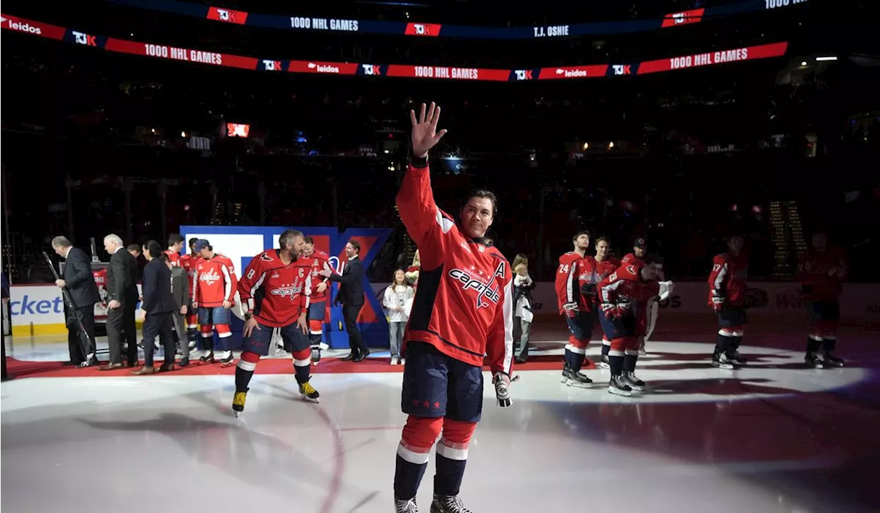 T.J. Oshie honored for playing 1,000 NHL games in his return to Capitals' lineup