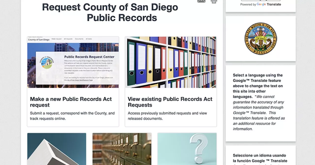 San Diego County launches public records website