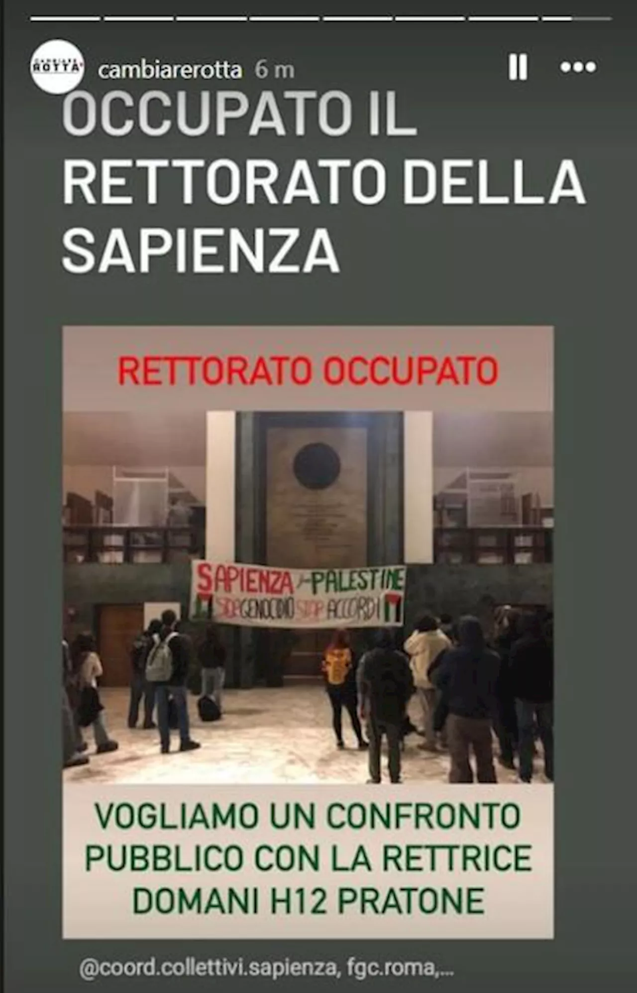 Cambiare Rotta: 'Gli studenti occupano il rettorato della Sapienza'