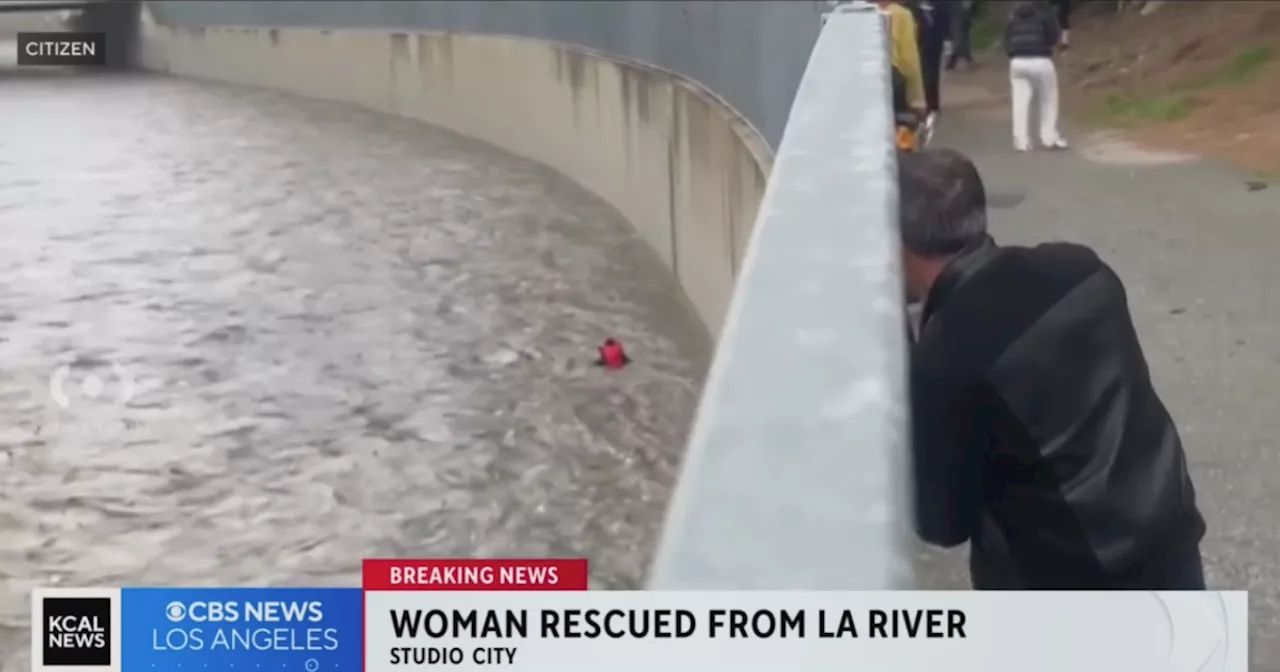 Woman airlifted to safety after getting swept away in fast-moving LA River