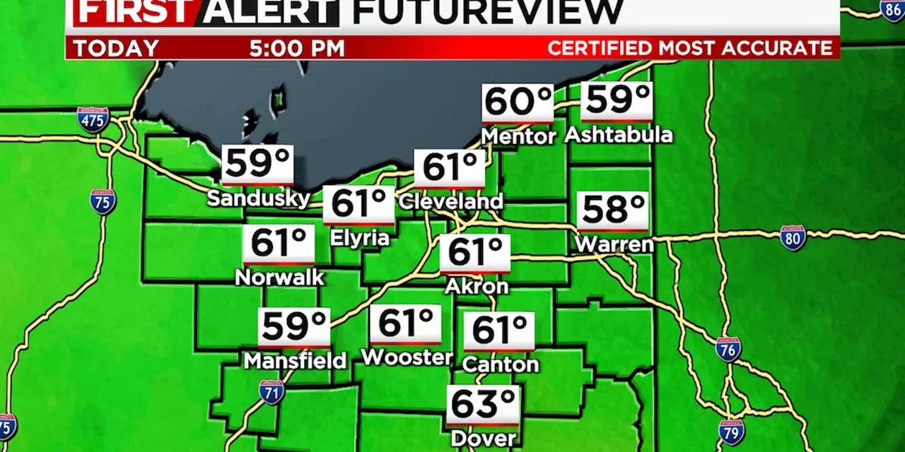 Northeast Ohio weather: Breezy, warm today; rain returns Tuesday