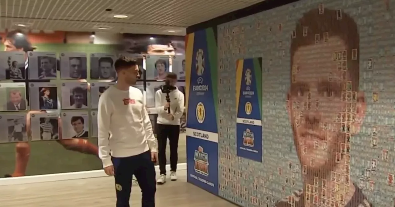 Andy Robertson surprised by giant mural of his face made of trading cards