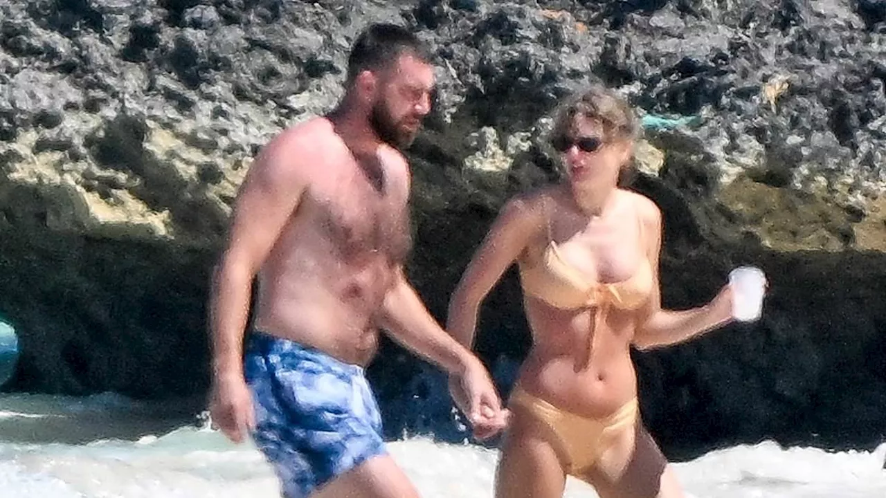 Taylor Swift and Travis Kelce share passionate kiss in the Bahamas