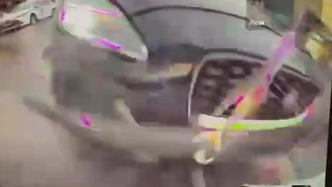 Hybrid Jaguar goes 'rogue' and reverses into a Porsche