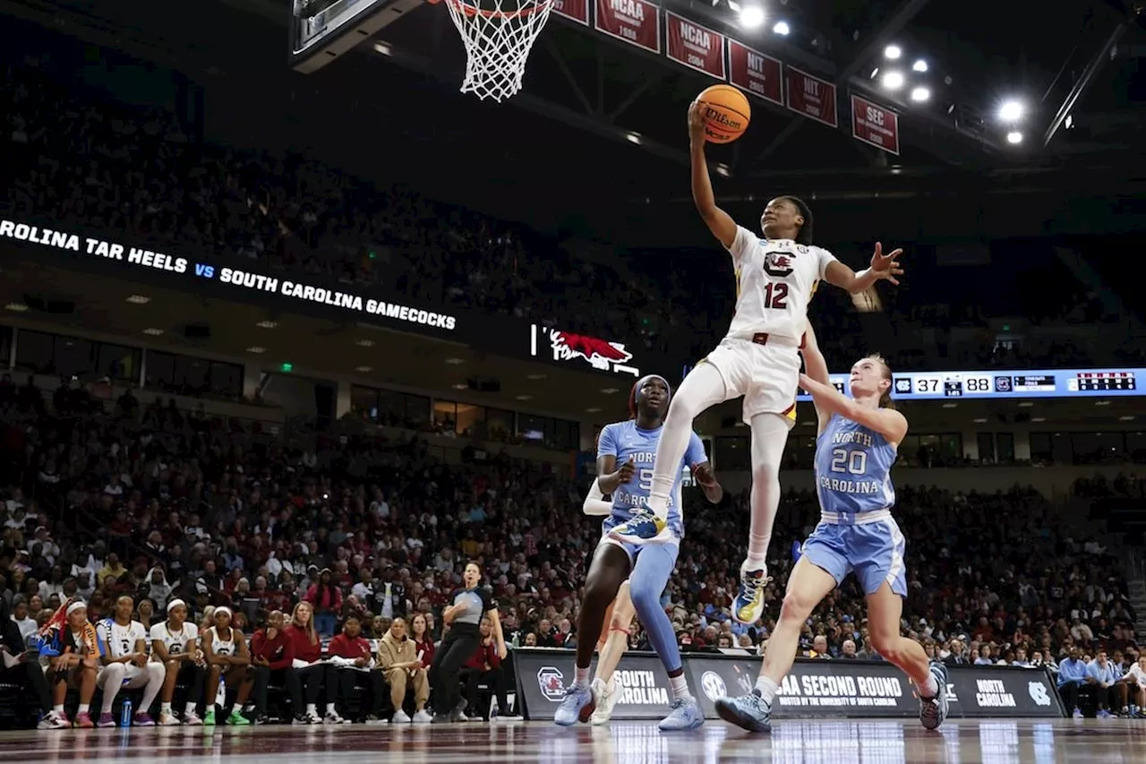 South Carolina rolls to the Sweet 16 88-41 over North Carolina