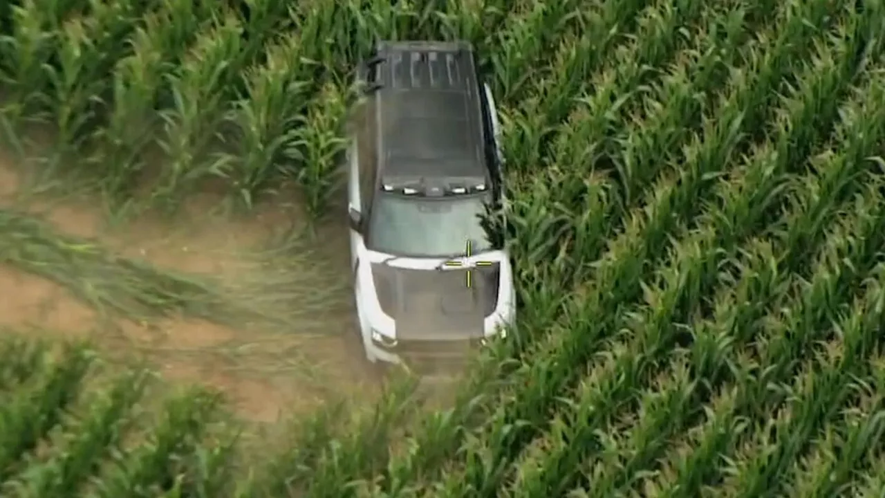 Helicopter footage shows 10-mile police chase through farm fields in moments before fatal crash