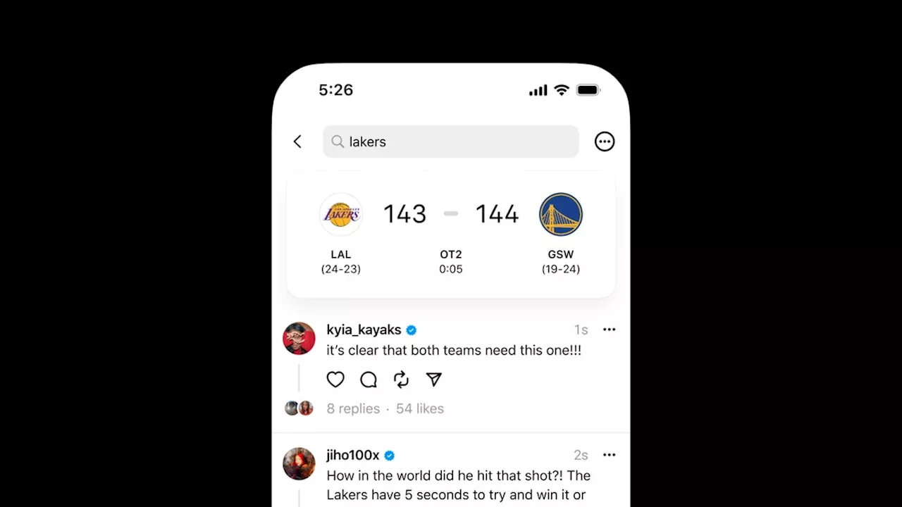 Threads now shows live scores for NBA games