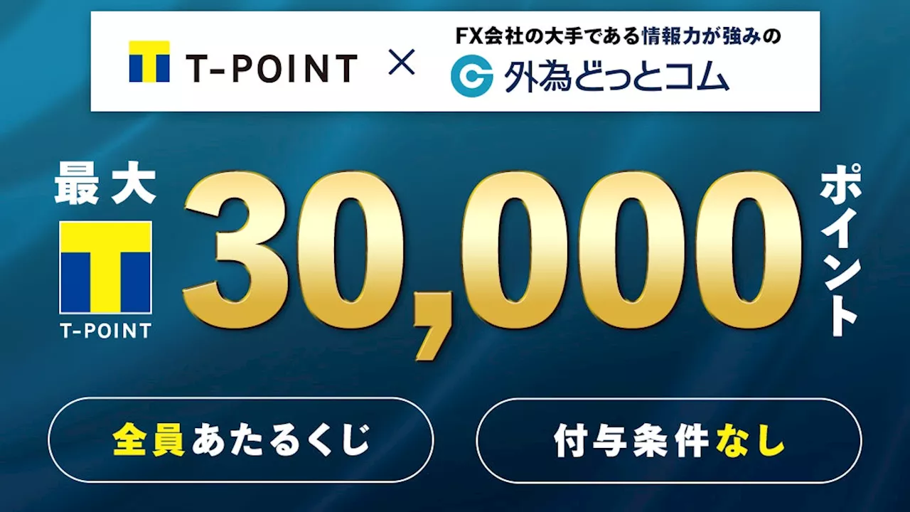 「Tくじ」で最大Tポイント30,000ポイントがあたる「Tくじ×外為どっとコム 全員あたるくじ！」を実施！