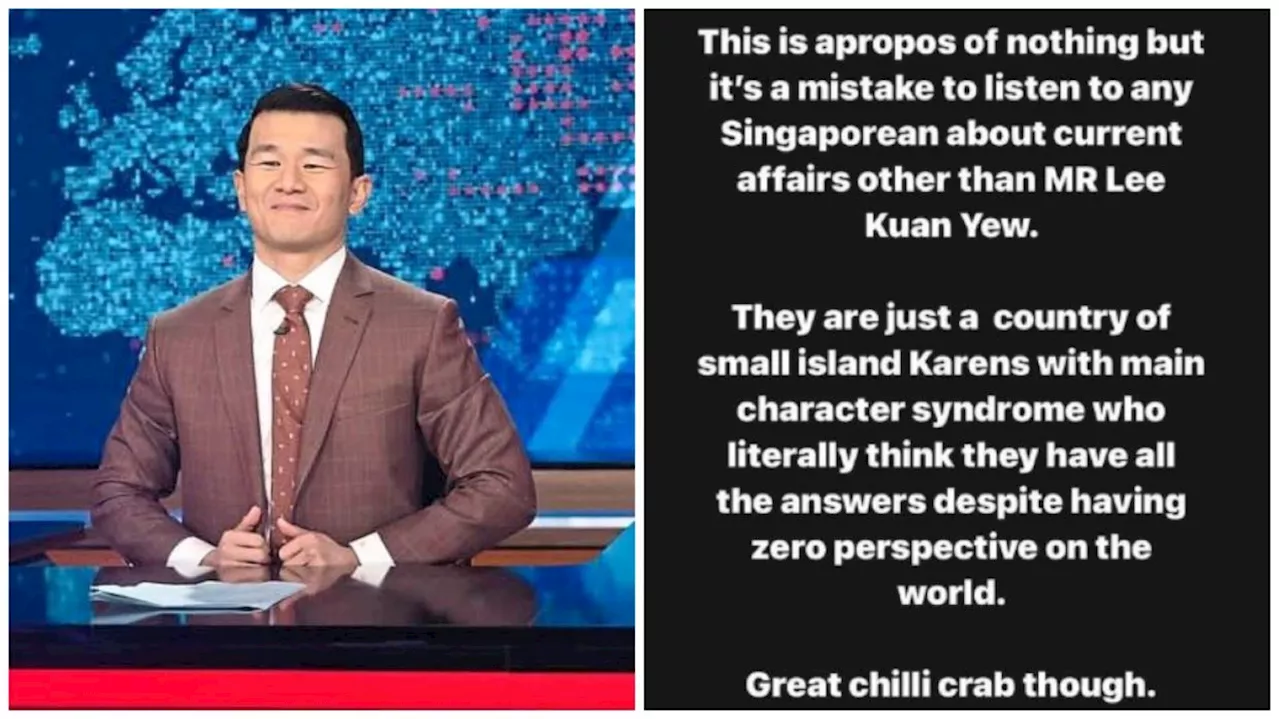 Malaysian-born actor Ronny Chieng calls Singaporeans 'Karens' with 'zero perspective on the world'