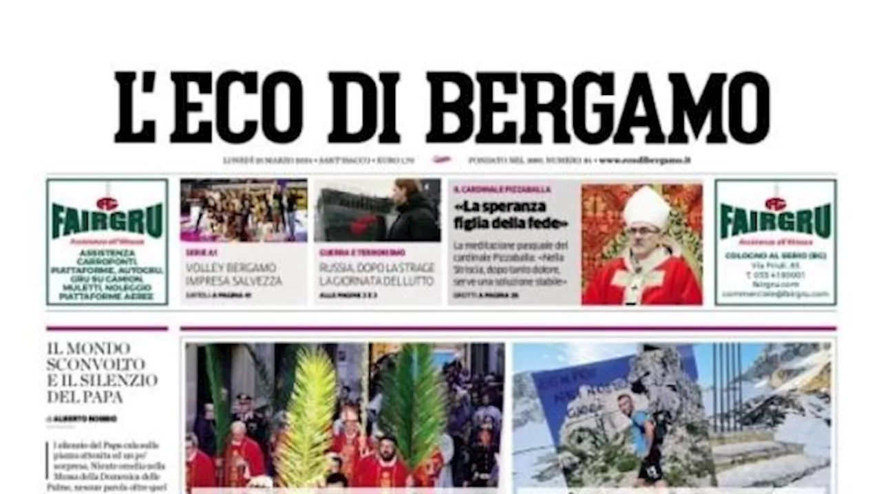 L'Eco di Bergamo apre con l'intervista a Moro: 'Il calendario può spingere l'Atalanta in alto'