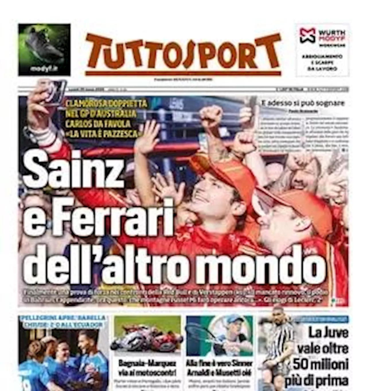 La Nazionale batte l'Ecuador, Tuttosport titola: 'Se non altro è un'Italia che vince'