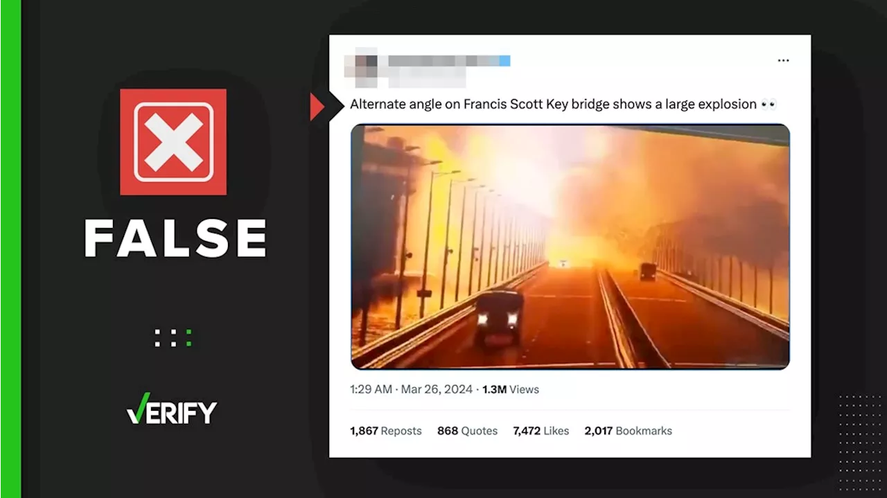 No, this video doesn’t show an ‘alternate angle’ of Francis Scott Key Bridge collapse