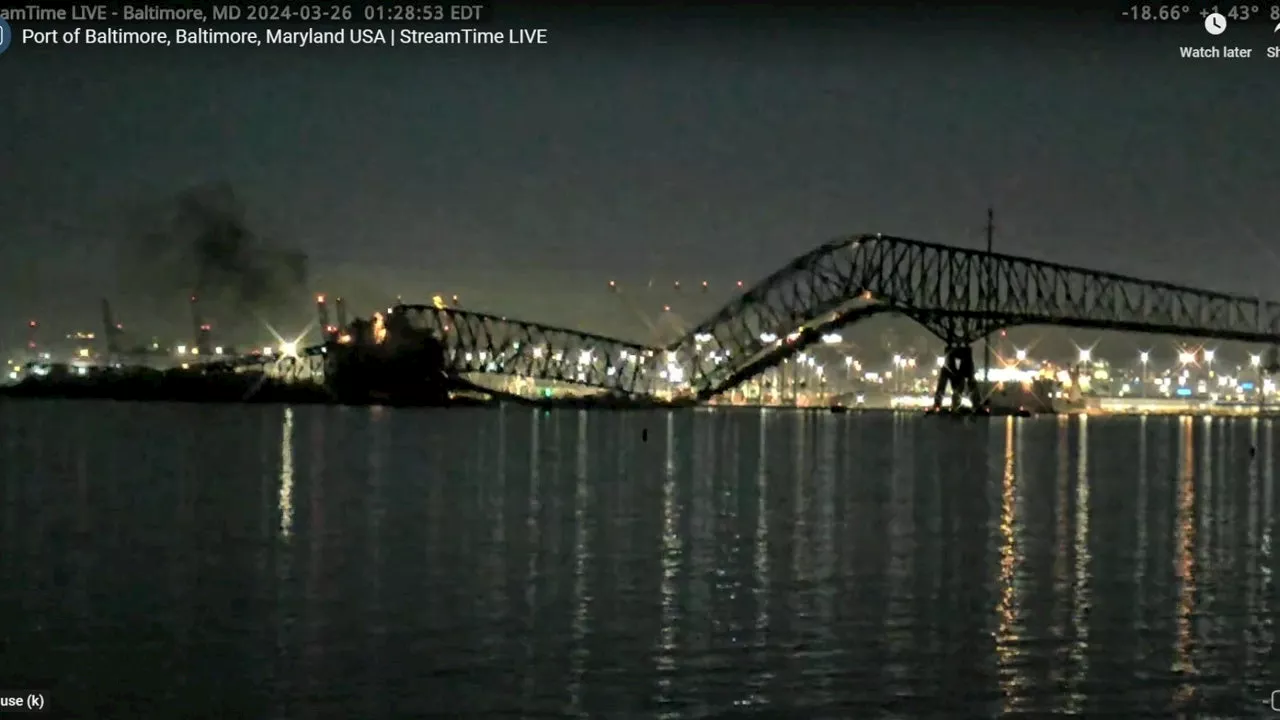 Baltimore Key Bridge collapses after struck by ship; vehicles sent into water