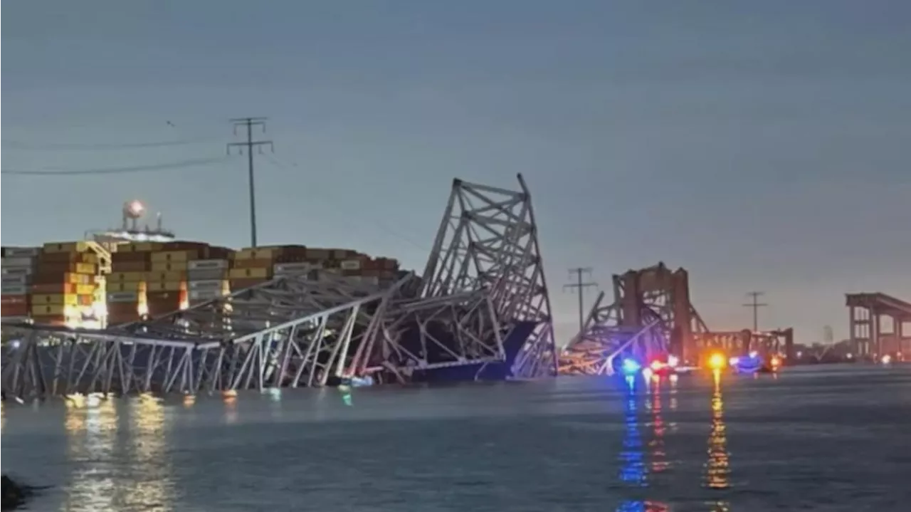 Francis Scott Key Bridge in Baltimore collapses after ship struck it, sending vehicles into water