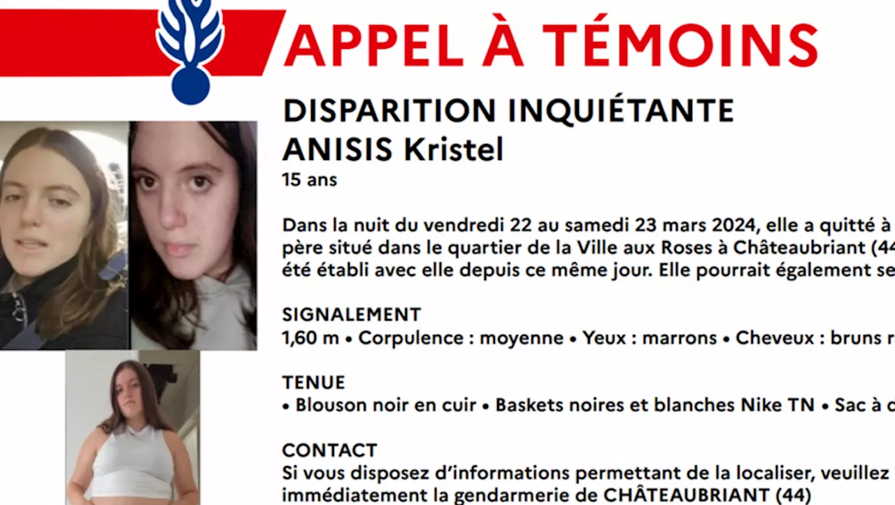 Disparition inquiétante : les gendarmes sont à la recherche de Kristel, 15 ans, dans la Loire-Atlantique