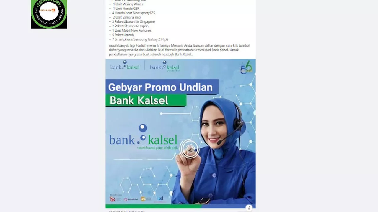 Cek Fakta: Tidak Benar Pendaftaran Pesta Poin Berhadiah Bank Kalsel