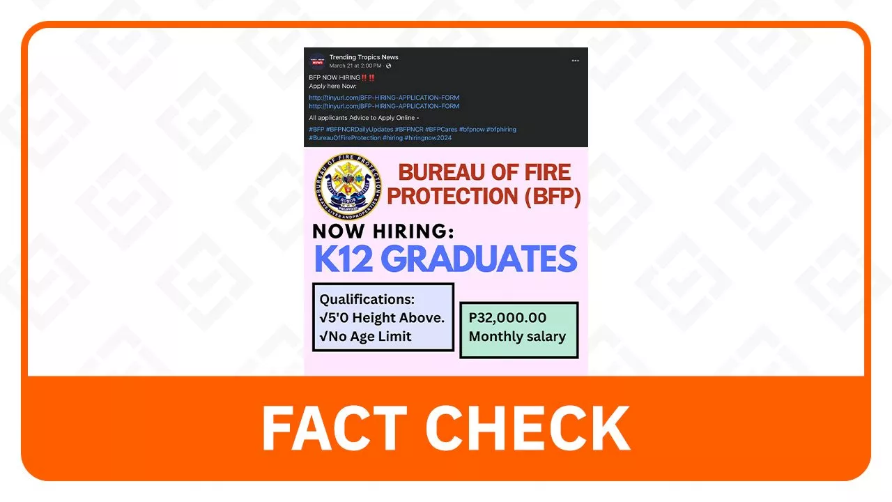 FACT CHECK: Post on job openings for high school graduates not from BFP