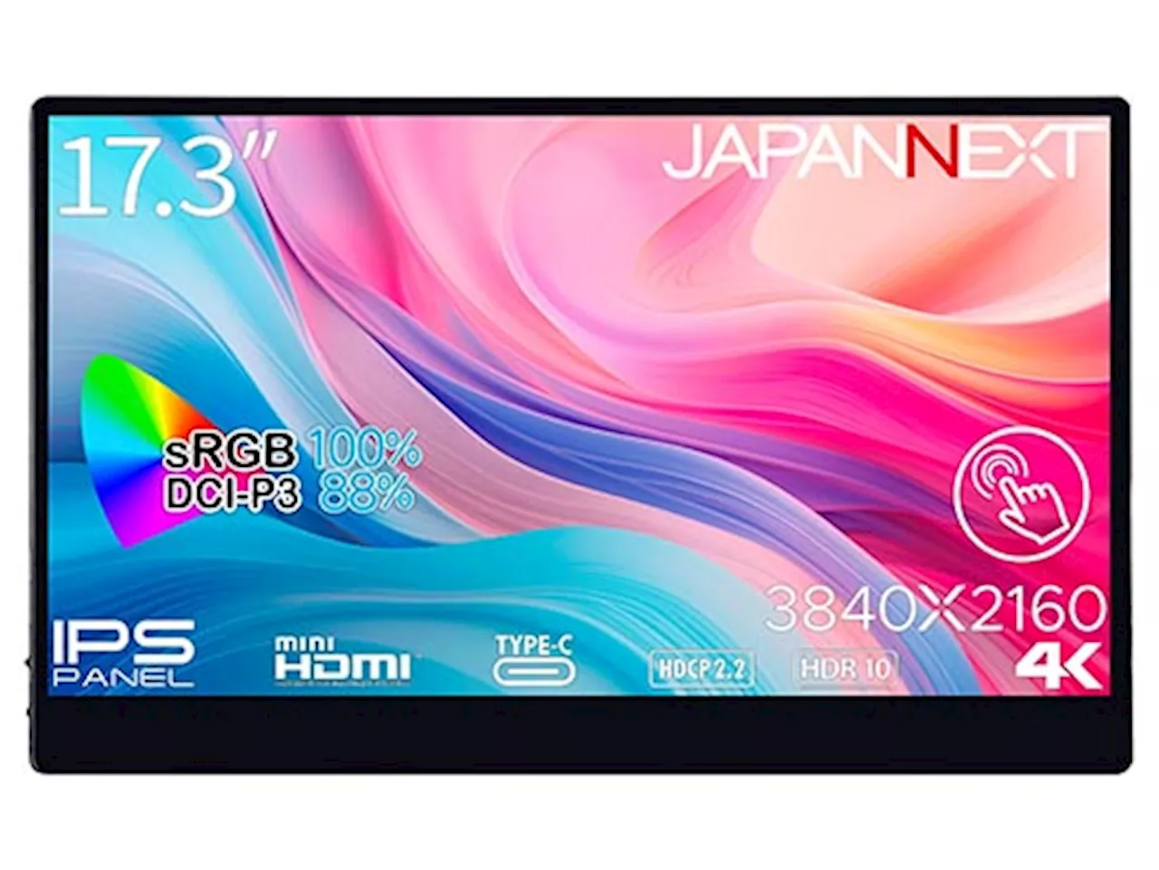 JAPANNEXT�A�}���`�^�b�`�Ή���17.3�^4K���o�C���t���f�B�X�v���C