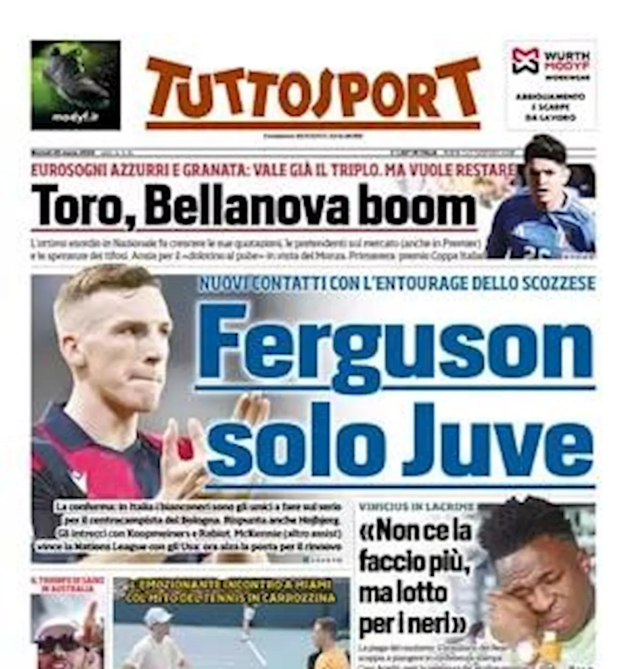 L'apertura di Tuttosport: 'Ferguson, solo Juve: nuovi contatti con l'entourage dello scozzese'