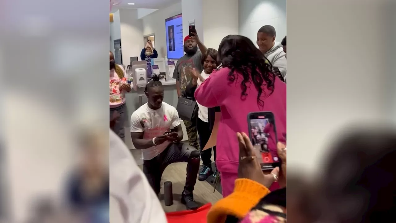 Woman surprised with marriage proposal after ringing chemotherapy bell