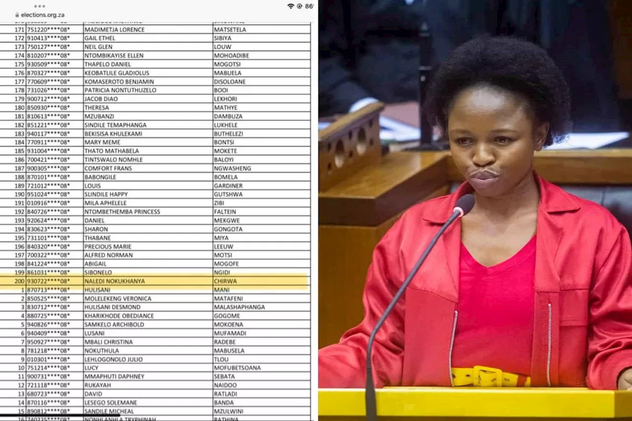 Social media reacts to Naledi Chirwa’s demotion to bottom of EFF list