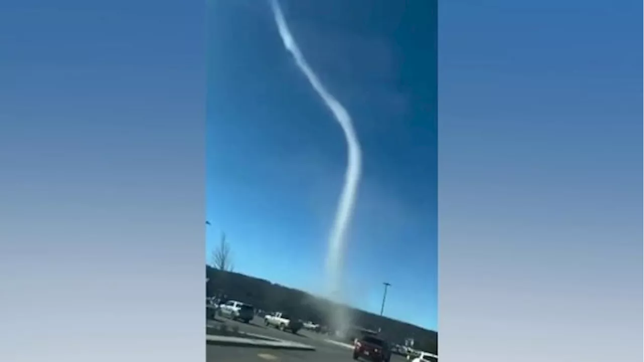 Dust devil whirls through Prince George, B.C., parking lot