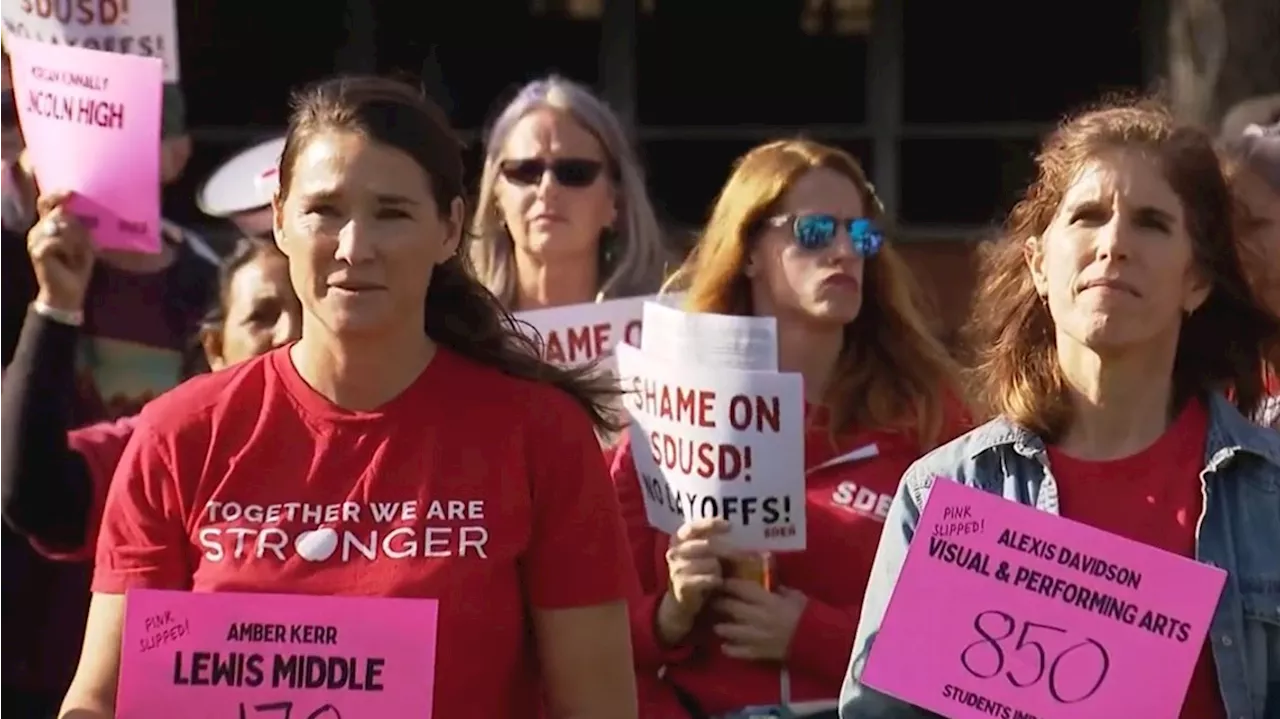 San Diego Unified teachers rally against looming layoffs