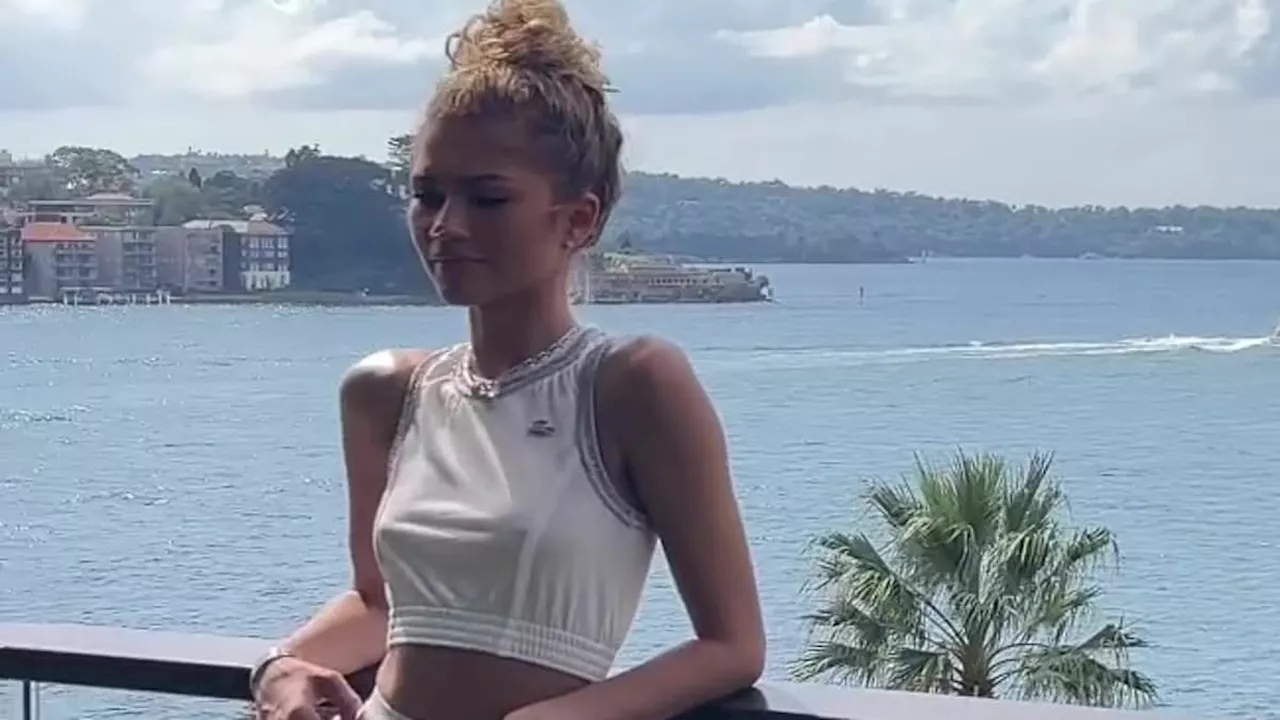 Zendaya flashes her tummy in a crop top and a skirt so sheer it reveals her undies as it falls off...