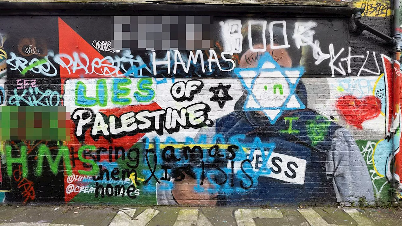 Controversial murals painted across walls and buildings across London's 'Little Palestine'...