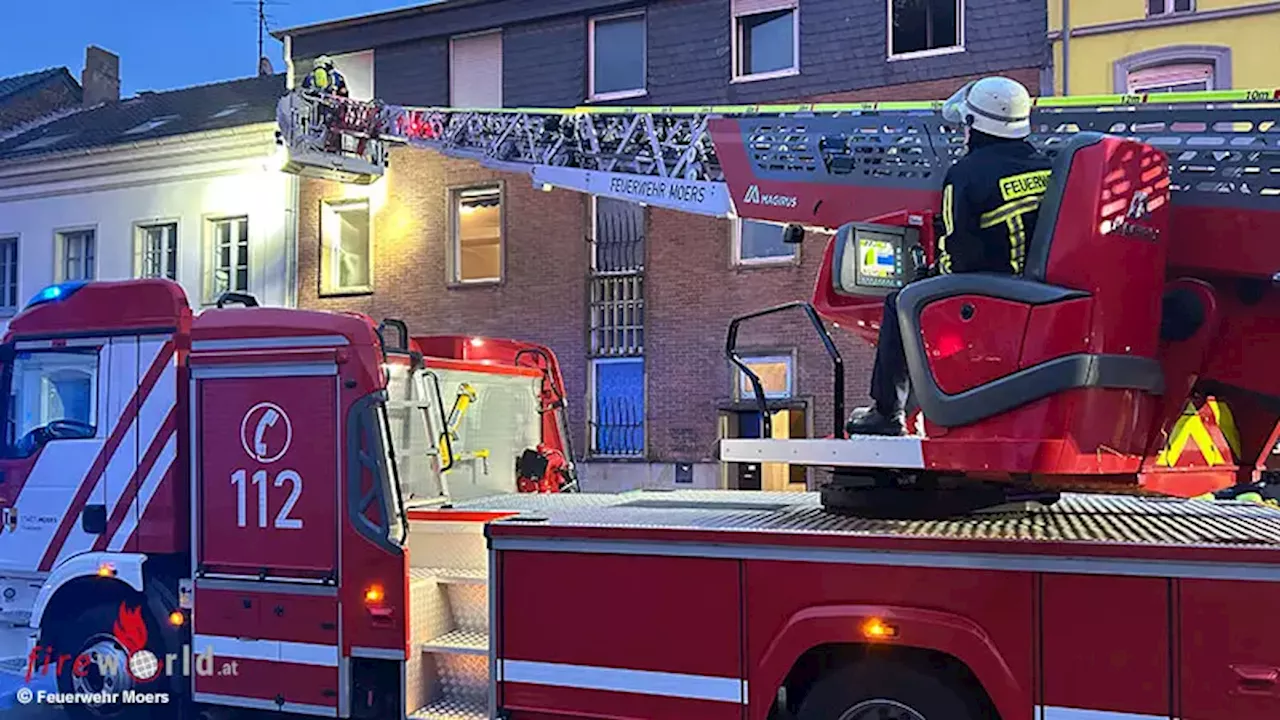 D: 9 Verletzte bei Kellerbrand in Moers → Menschenrettung über Drehleiter