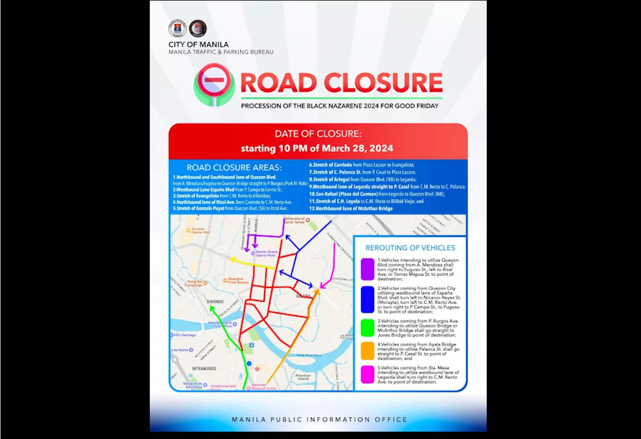 Some roads near Quiapo closed starting Thursday night —Manila LGU