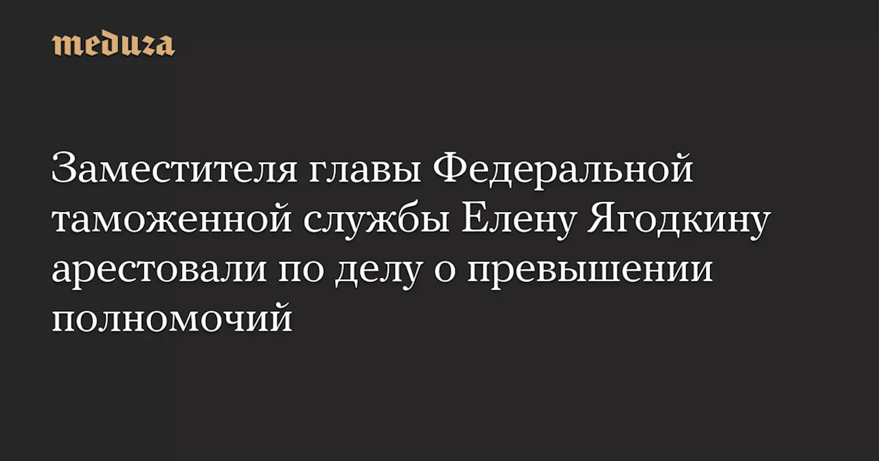 Заместителя главы Федеральной таможенной службы Елену Ягодкину арестовали по делу о превышении полномочий — Meduza