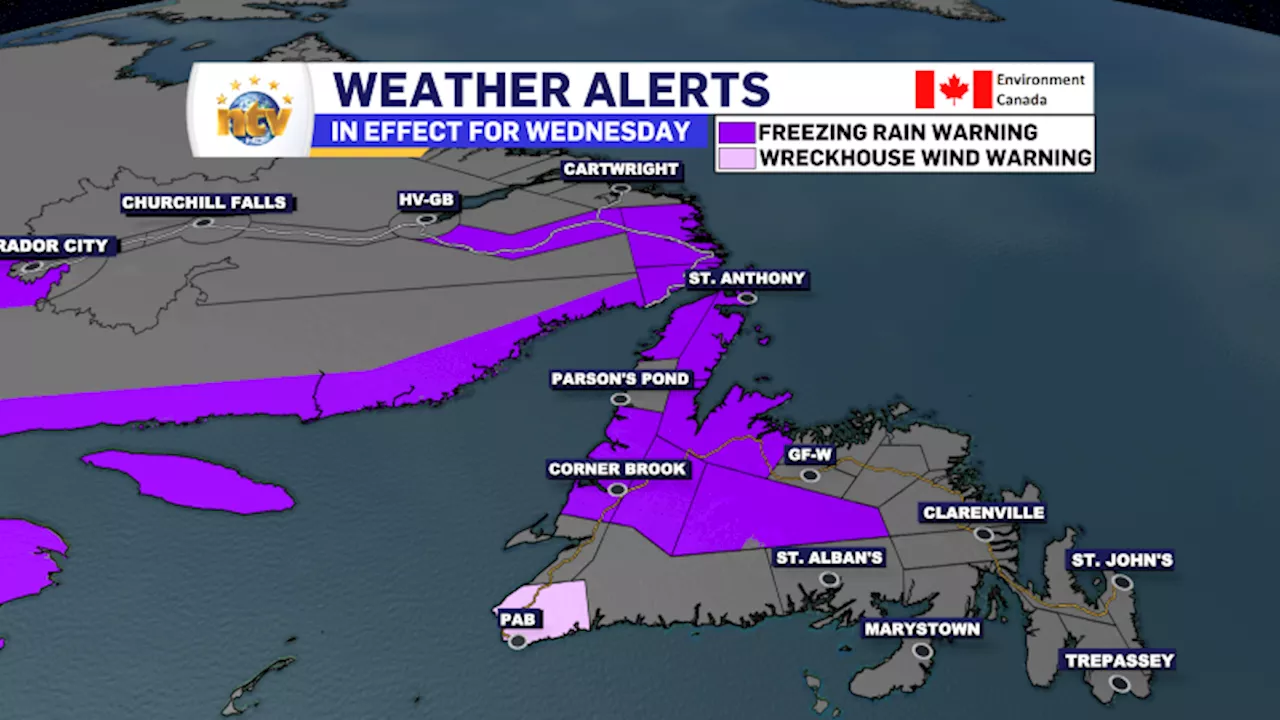 Freezing Rain, Wind Warnings in effect for Wednesday