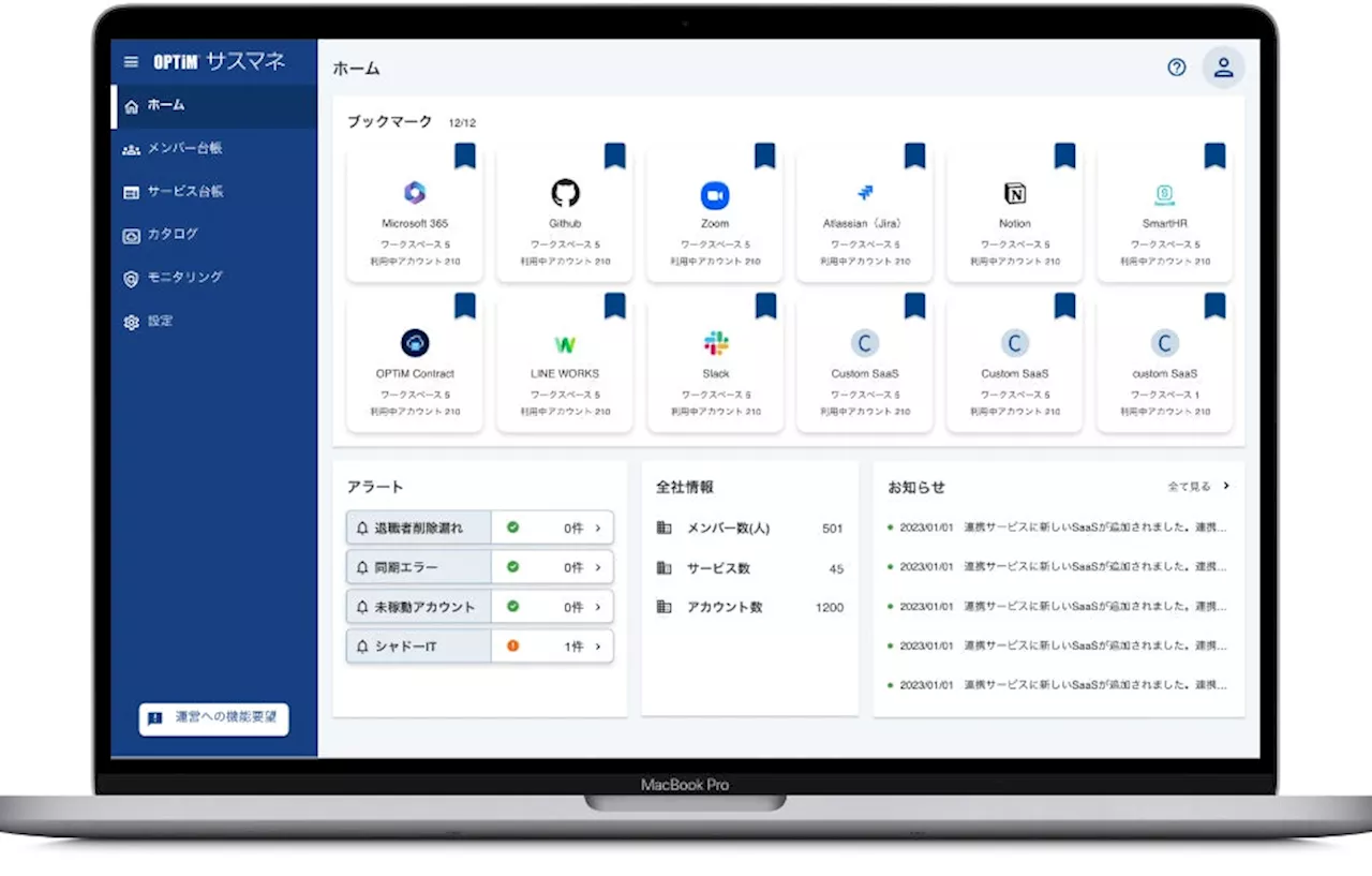 国内初※1オンプレミスの自動可視化に対応したSaaS管理サービス「OPTiM サスマネ」を正式提供開始