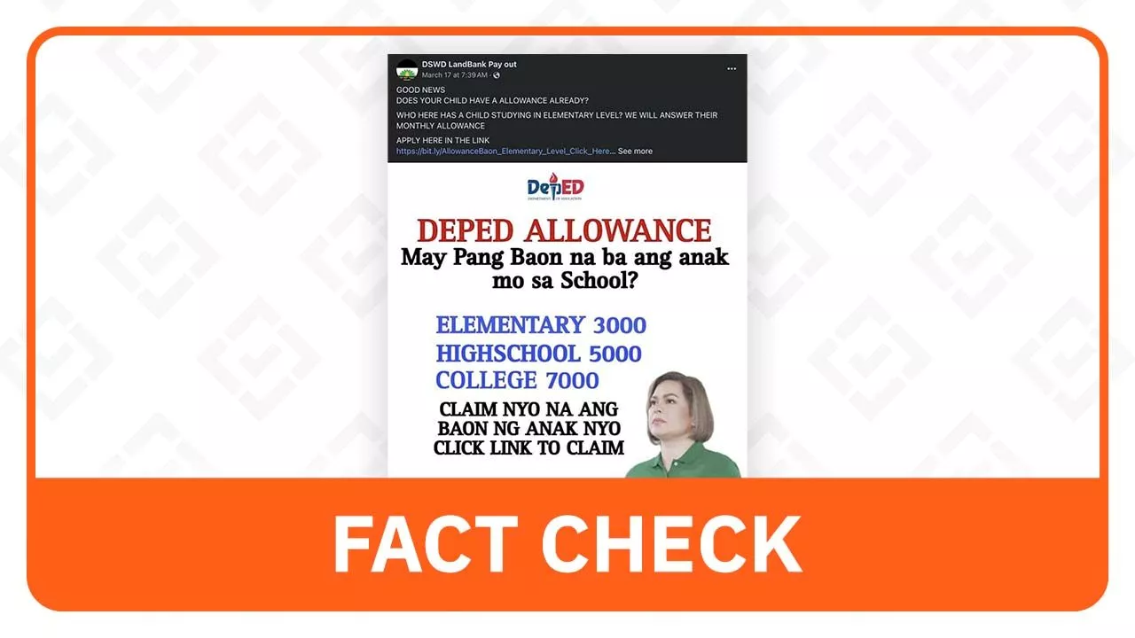 FACT CHECK: No ‘allowance program’ offered by DepEd