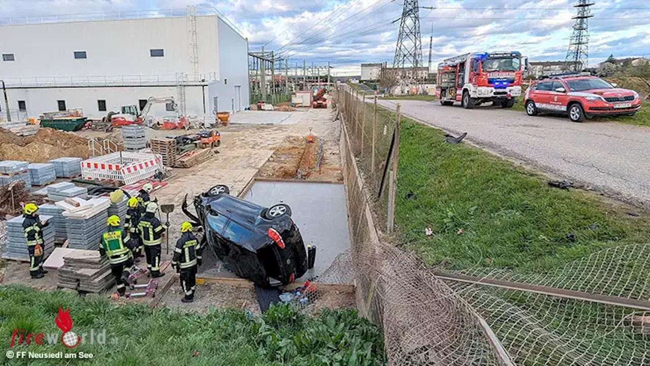 Bgld: Pkw landet auf Baustelle in Neusiedl am See → ein Verletzter