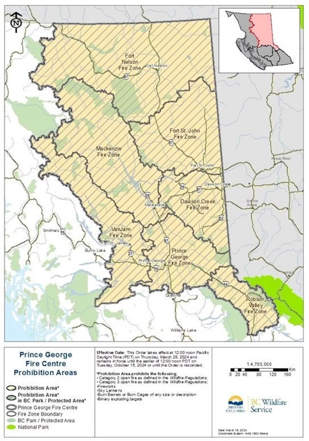 Category 2 and Category 3 open burning ban now in effect across the Prince George Fire Centre