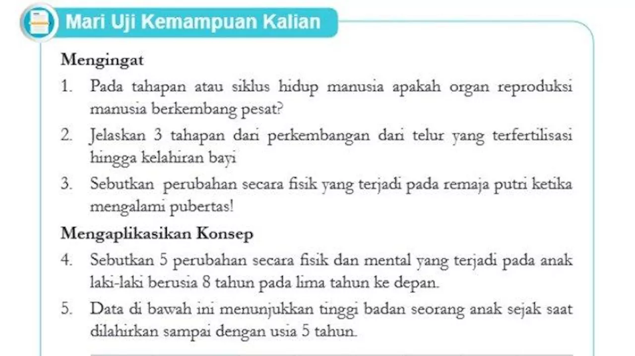 Kunci Jawaban IPA Kelas 9 Halaman 8 Kurikulum Merdeka, Mari Uji Kemampuan Kalian Bab 1