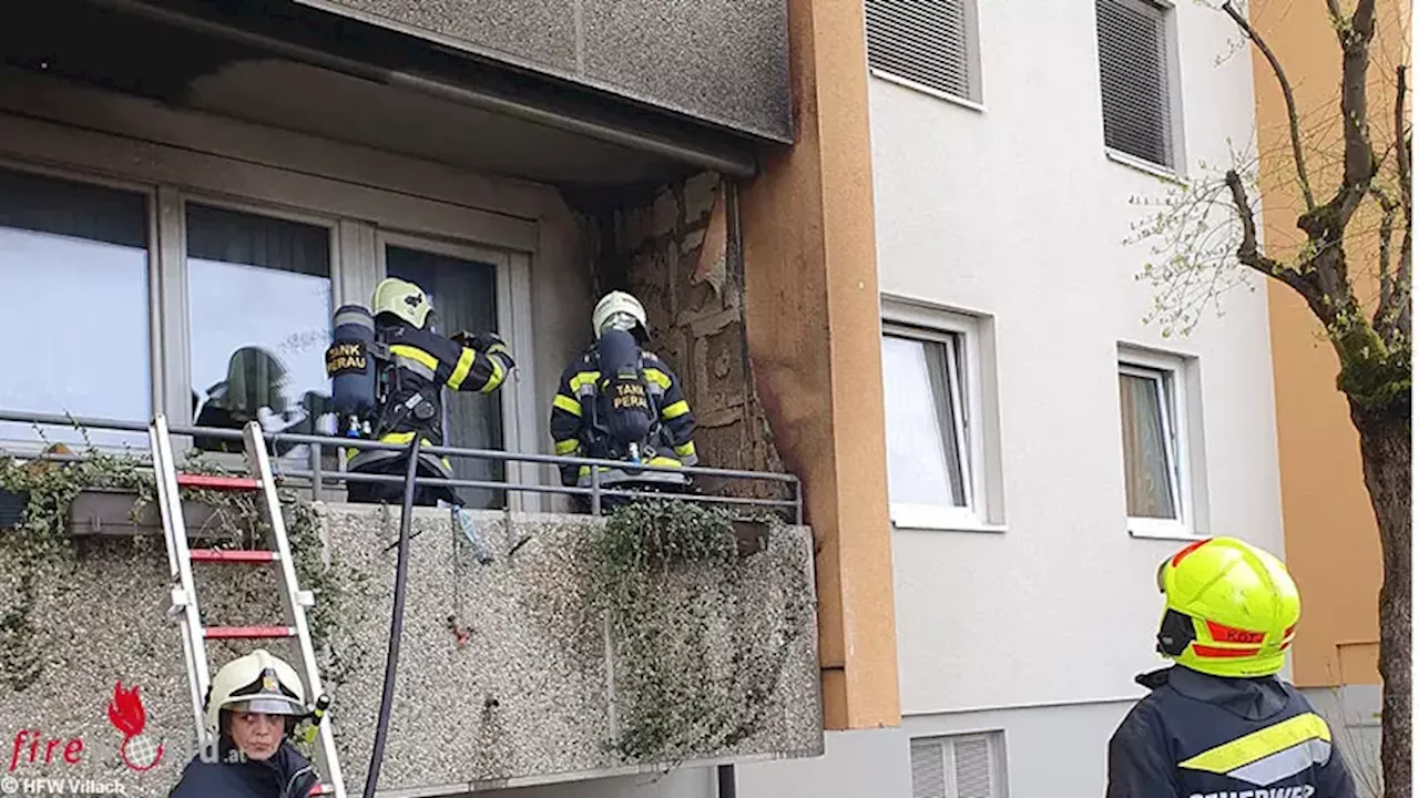 Ktn: Nachbar bekämpft Feuer auf Balkon eines Mehrfamilienhauses in Villach