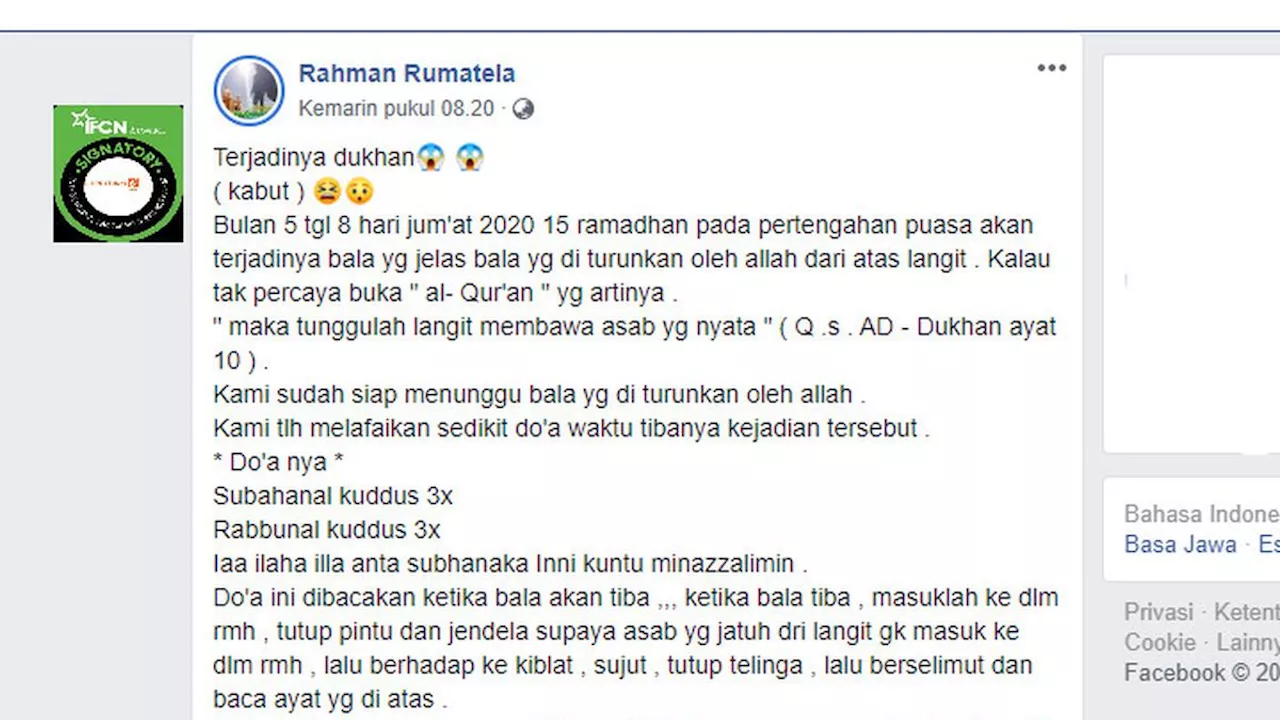 Hoaks Seputar Fenomena Alam yang Beredar saat Ramadan, dari Kegelapan Panjang sampai Suara Misterius