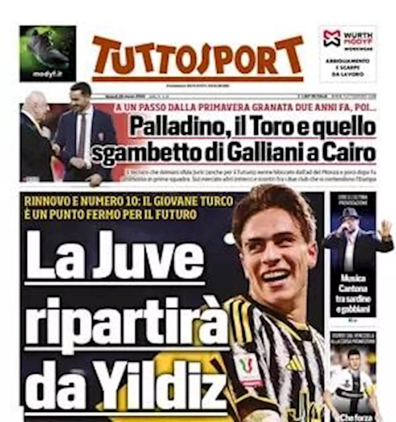 L'apertura di Tuttosport: 'La Juve ripartirà da Yildiz: rinnovo e numero 10'