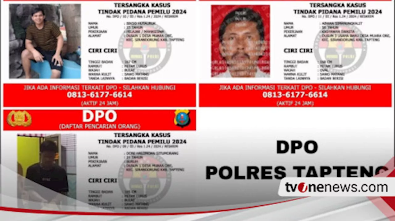 Polres Tapteng Terbitkan Tujuh DPO Tersangka Tindak Pidana Kasus Pemilu 2024, Ini Daftarnya