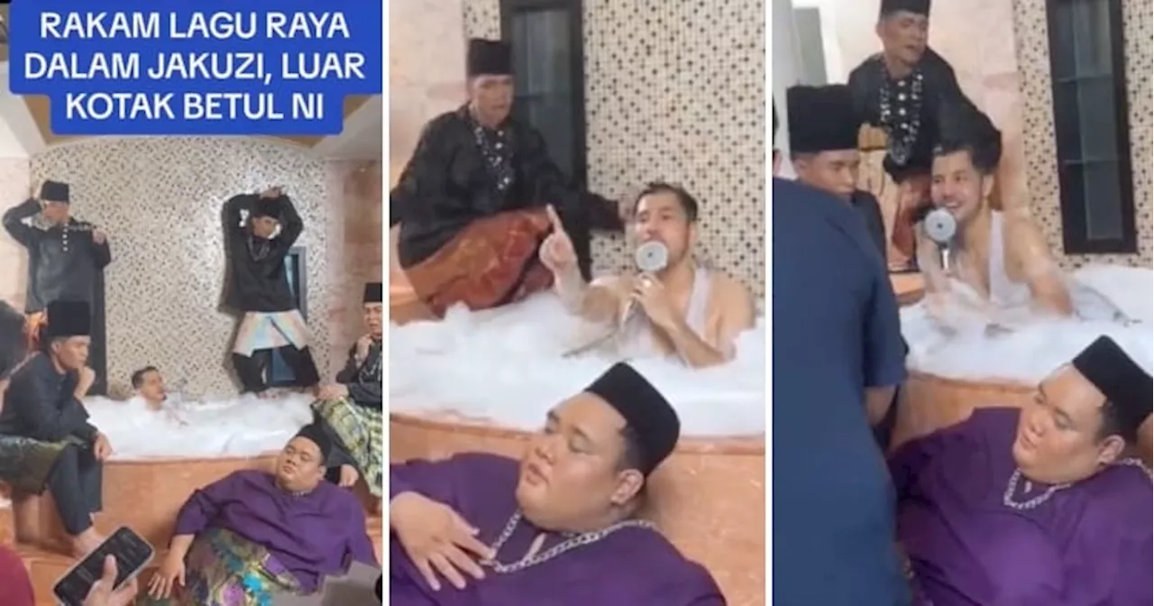 Aliff Syukri Spotted Recording New Aidilfitri Song Music Video in a Jacuzzi