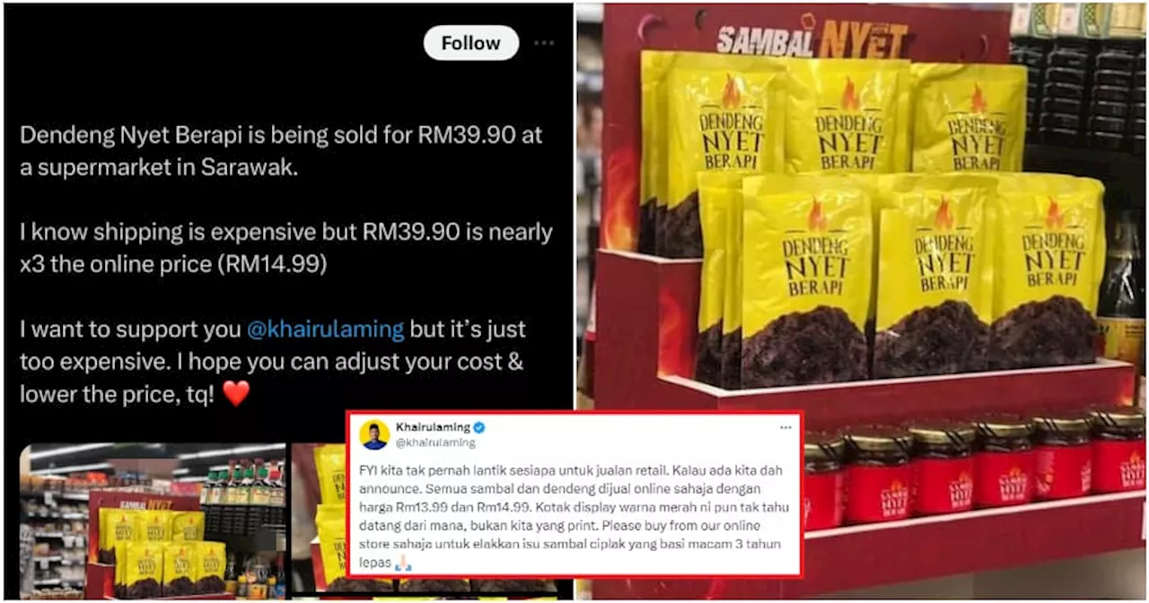 Khairul Aming's RM16 Dendeng Sold for RM39 in Sarawak Shop, Netizens Call for Cheaper Price, He Responds