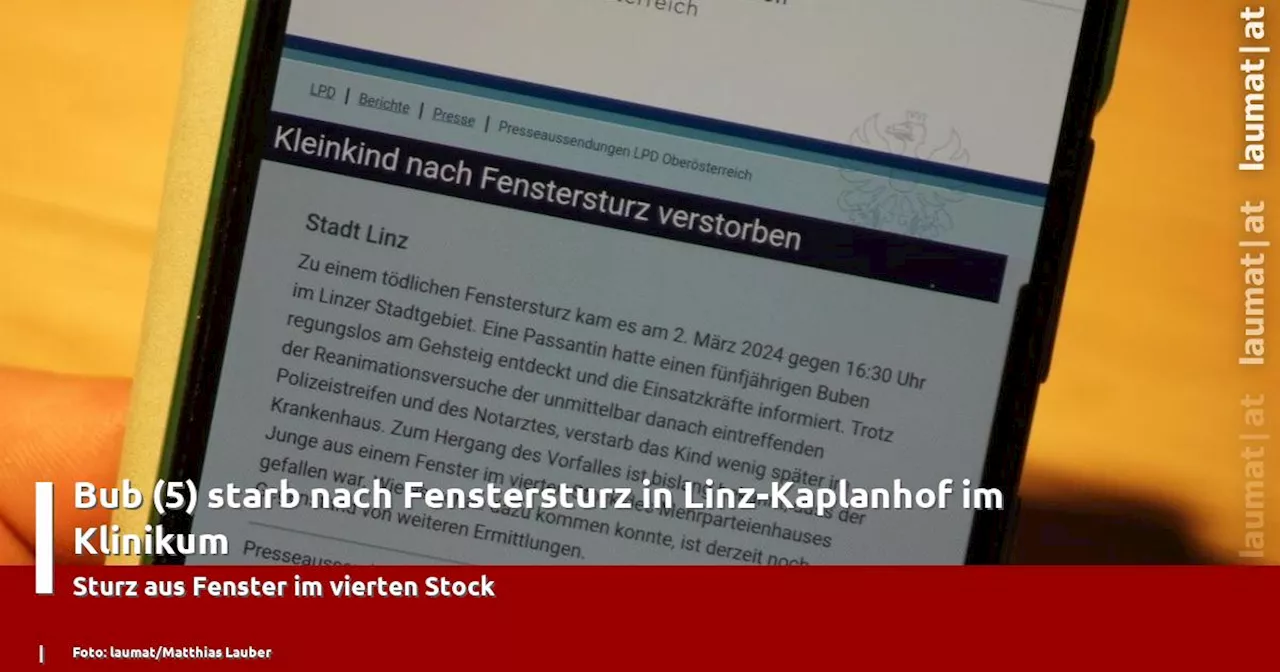 Fünfjähriger Bub stirbt nach Fenstersturz in Linz